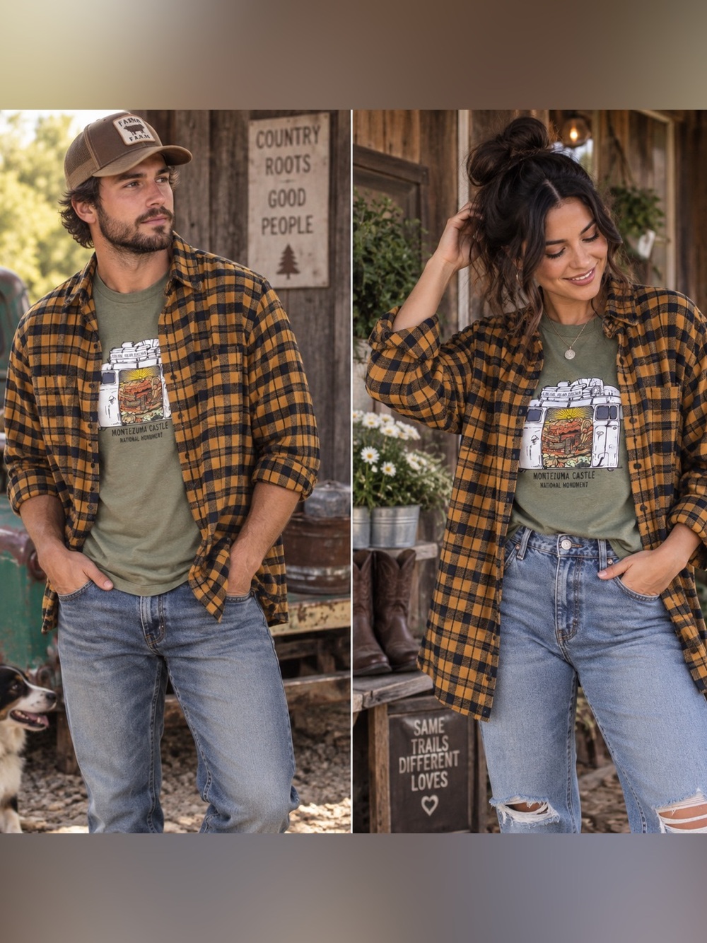 Bundle Croft & Barrow Medium Flannel, wild Tribute Montezuma Castle XL Graphic T
